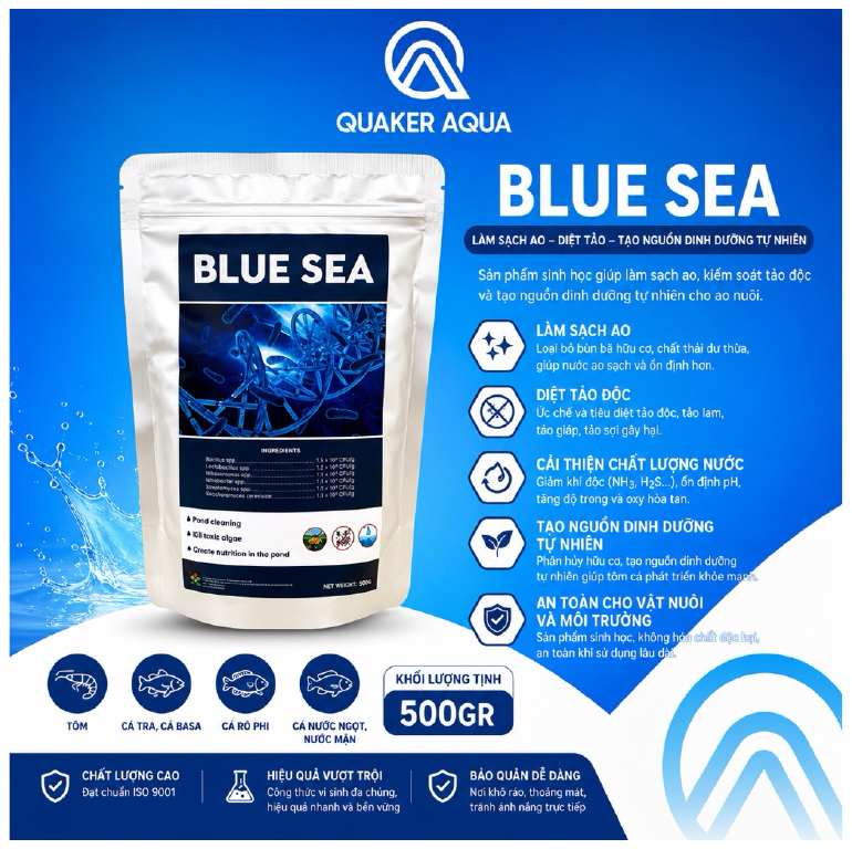 Bao bì sản phẩm BLUE SEA Quaker Aqua 500g