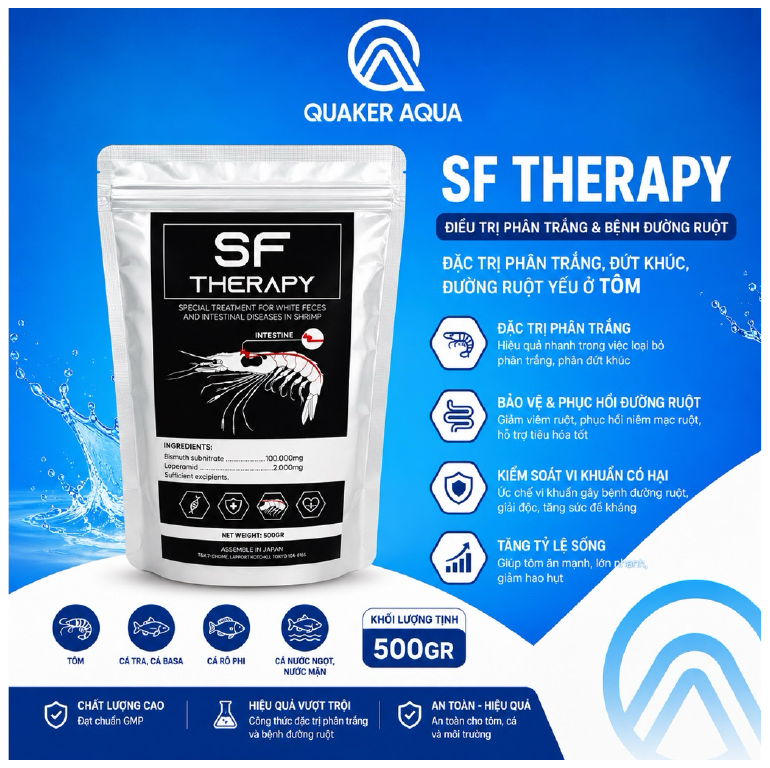 Bao bì sản phẩm SF THERAPY Quaker Aqua 500g
